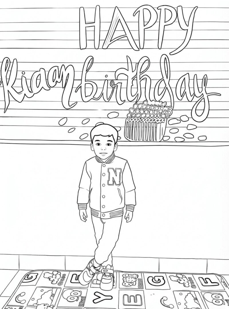 Kiaan's birthday photo, personalized with his name — the original photo